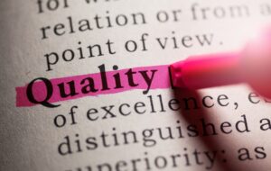 The word quality being highlighted