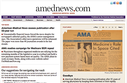 AMA has closed the book on American Medical News