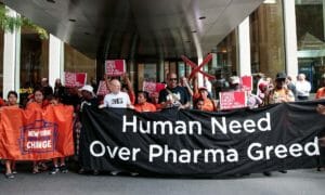 activists protesting pharma greed