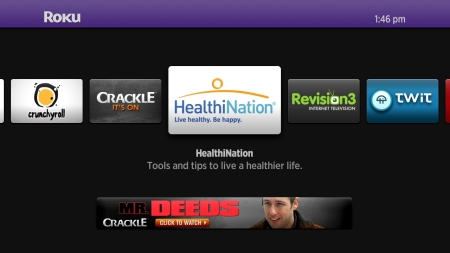 HealthiNation's app appears on Roku set-top players thanks to a syndication deal