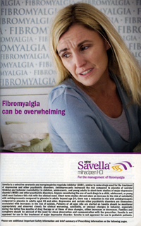 Professional ad for Forest Labs/Cypress Biosciences’ Savella for fibromyalgia