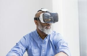 Businessman using Virtual Reality Glasses