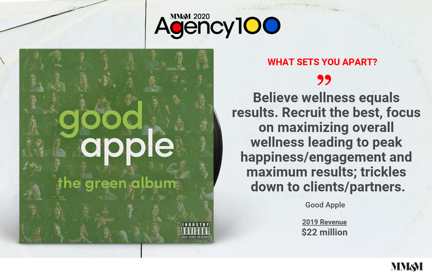 Agency 100 2020: Good Apple - Agency 100 - MM+M - Medical Marketing and Media