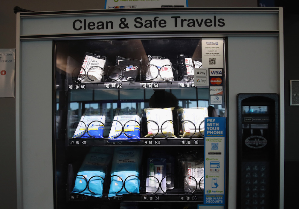 MacArthur Airport Debuts Face Masks And Sanitizer Wipes Vending Machine For Travelers