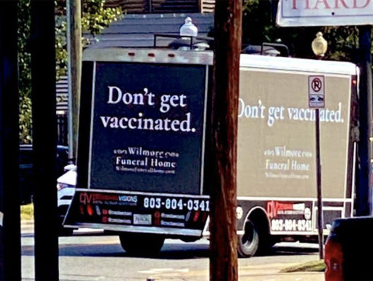 ‘Don’t get vaccinated’ truck touting ‘funeral home’ goes viral