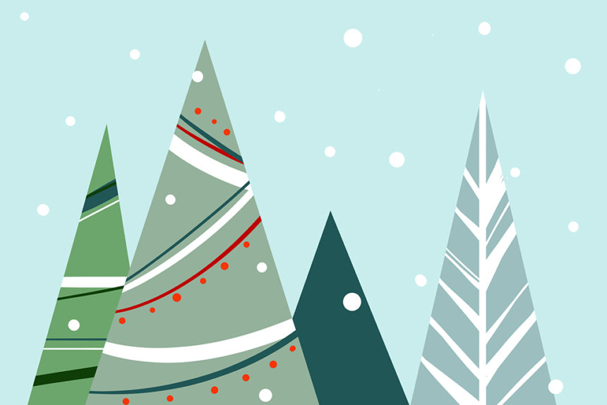Christmas illustration of Christmas tree - christmas card