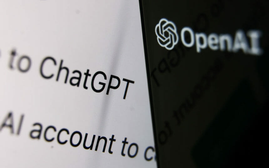 OpenAI logo displayed on a phone screen and ChatGPT website displayed on a laptop screen are seen in this illustration photo taken in Krakow, Poland on December 5, 2022. (Photo by Jakub Porzycki/NurPhoto via Getty Images)