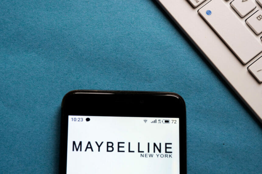 In this photo illustration a Maybelline New York logo seen