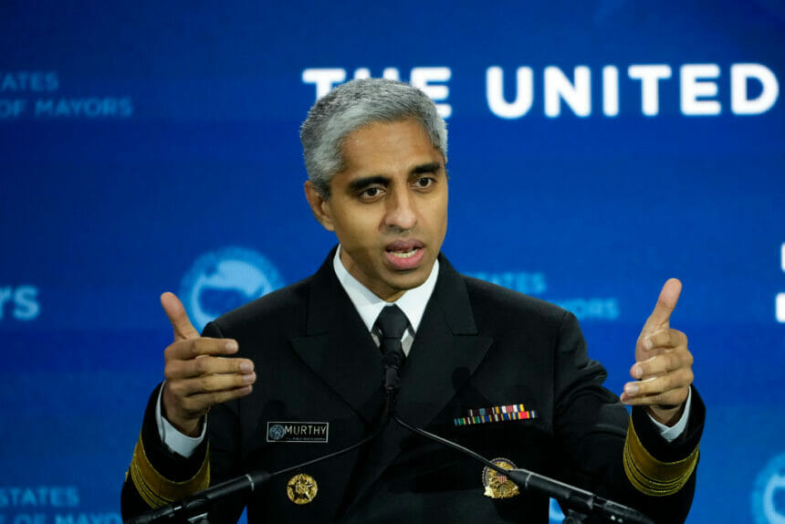 U.S. Surgeon General Vivek Murthy speaks during the United States Conference of Mayors 91st Winter Meeting January 18, 2023 in Washington, DC.