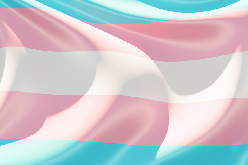 Transgender pride flag waving