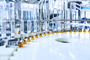 Brown Medicine Glass Bottles on Production Line