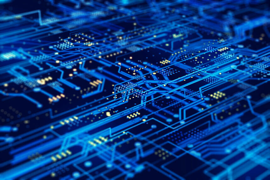 Futuristic circuit board AI artificial intelligence