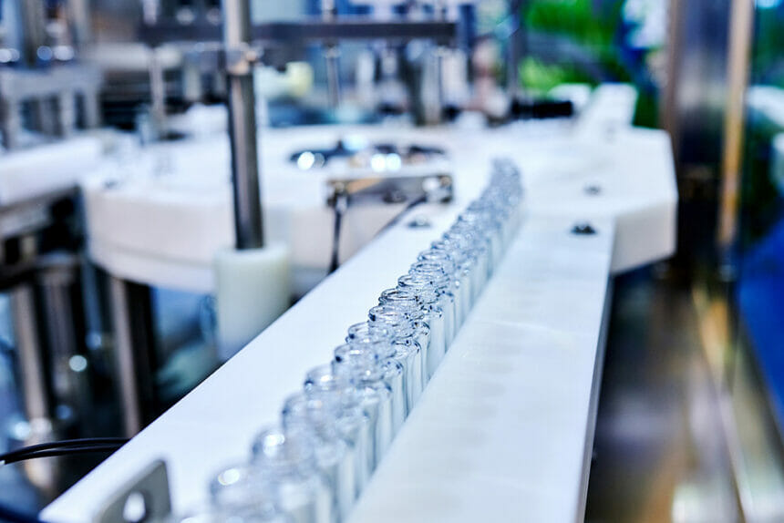 Medicine Transparent Vials at Production Line