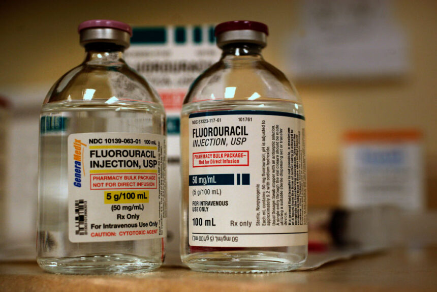 Fluorouracil, a cancer drug used by Diablo Valley Oncology/Hematology, in Pleasant Hill, Ca. on Tuesday August 9, 2011. Fluorouracil is one of the drugs which is in short supply and they are having trouble acquiring for their patients.