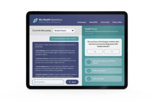 SurvivorNet My Health Questions screenshot on iPad