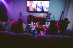 Group of friends watching TV