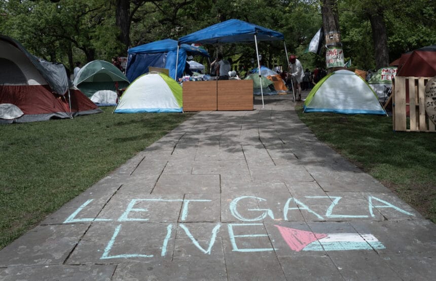 Protests at the University of Chicago this weekend. (Photo credit: Getty Images).